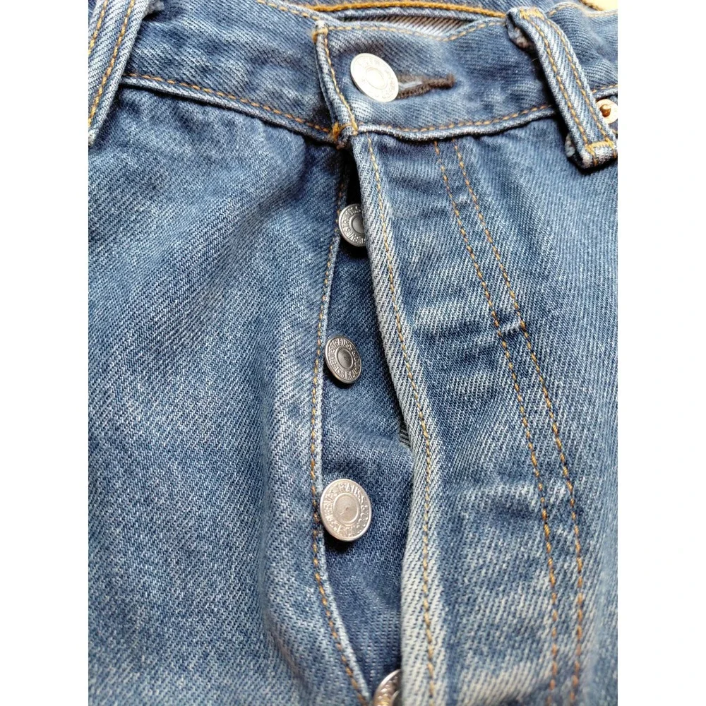 Levis 501 Original Fit Mens Medium Wash Blue Straight Leg Jeans 34 Button Fly